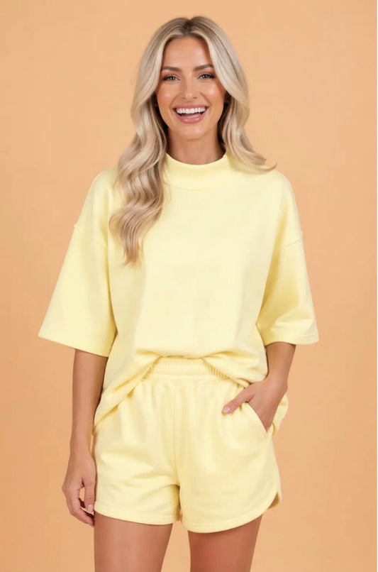 Mock Neck Exposed Seam Set